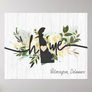 Affiche Delaware État Personnalisé Votre Ville Maison Rust