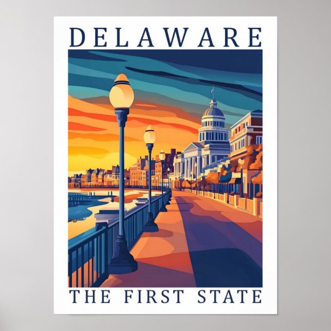 Affiche Delaware First State USA Travel Place (Devant)