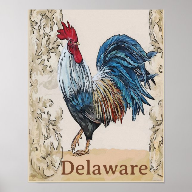 Affiche Delaware, Poules bleues, Modifier l'affiche texte (Devant)