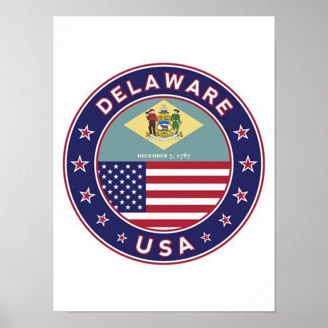 Affiche Delaware, T-shirt Delaware, autocollant Delaware (Devant)