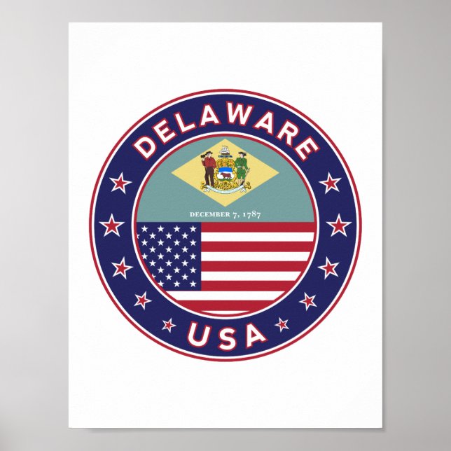 Affiche Delaware, T-shirt Delaware, autocollant Delaware (Devant)
