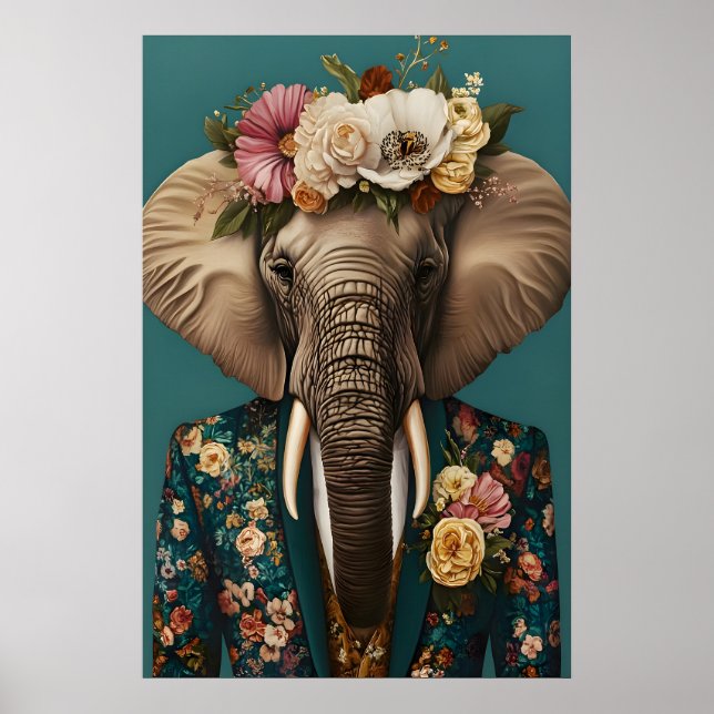 Affiche d'éléphant en costume, Portrait d'éléphant (Devant)