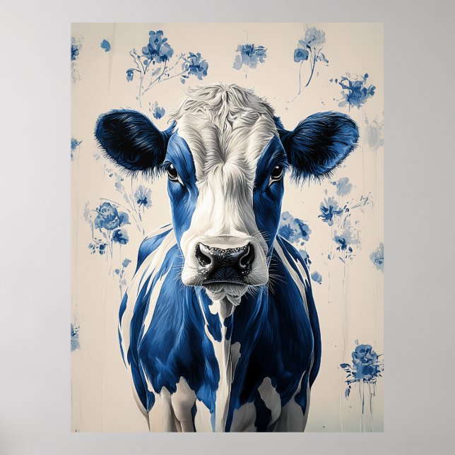 Affiche Delft Blue Cow - Un hommage artistique intemporel (Devant)