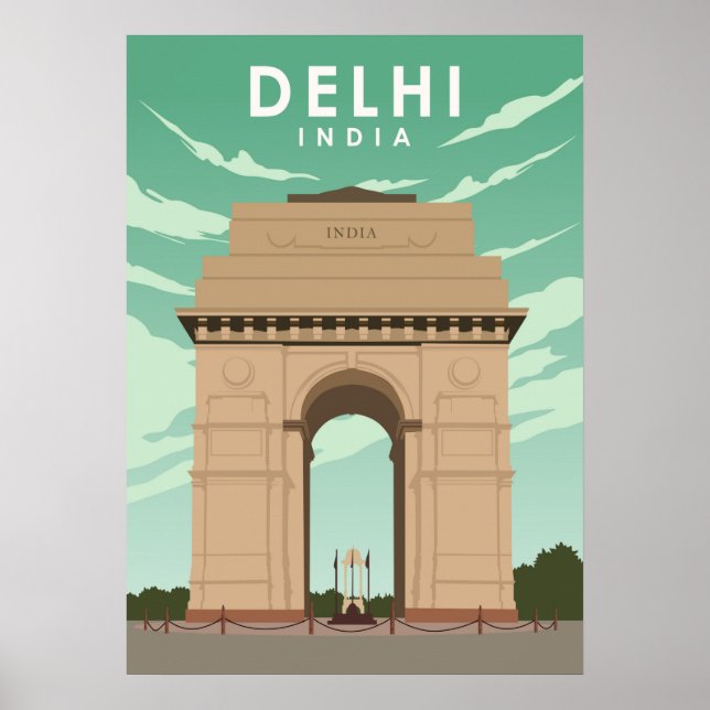 Affiche Delhi India Illustration Travel (Devant)