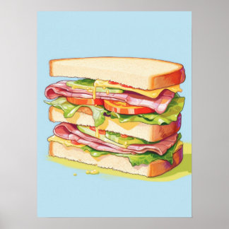 Affiche Déli de sandwich empilé