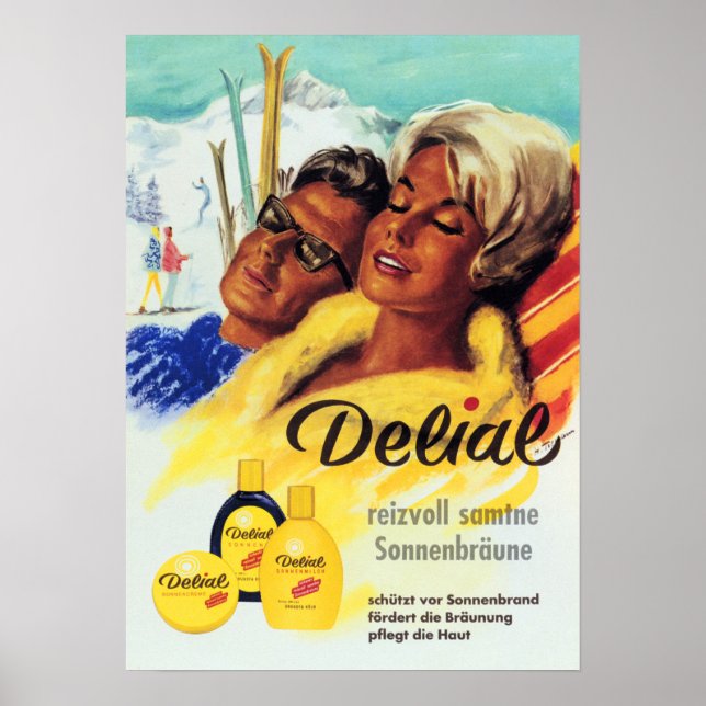 Affiche DELIAL délicieusement velours Lotion Sun Tan Allem (Devant)