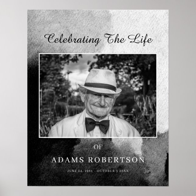 Affiche Délicat noir et blanc Funérailles Bienvenue photo (Devant)