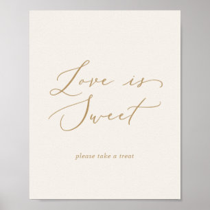 Affiche Délicat Or et Crème Amour Est Douce Mariage