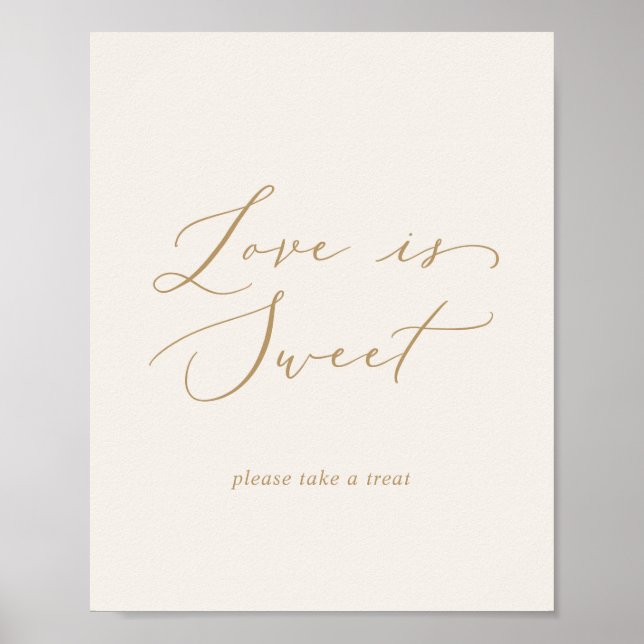 Affiche Délicat Or et Crème Amour Est Douce Mariage (Devant)
