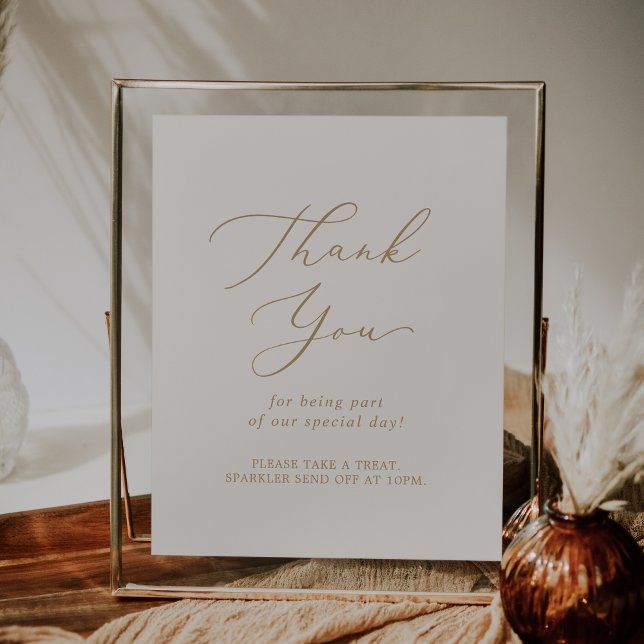 Affiche Delicate Gold Cream Merci mariage Favor (Delicate Gold Cream Thank You Wedding Favor Poster)