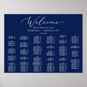 Affiche Delicate Navy Blue 130 Guests Seating Chart