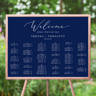 Affiche Delicate Navy Blue Alphabetical Seating Chart