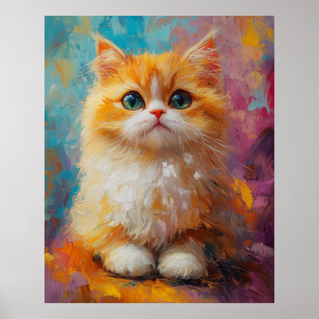 Affiche Delicate Persian Kitten — Cute Pastel Art Print (Devant)