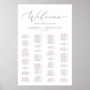Affiche Delicate Rose Gold Alphabetical Seating Chart