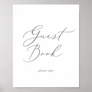 Affiche Delicate Silver Calligraphy Guest Book Sign