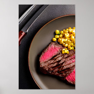 Affiche délicieuse de steak rare juteux