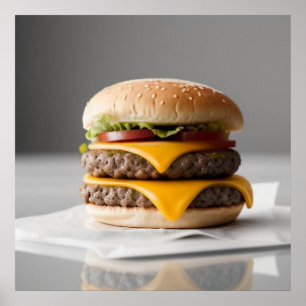 Affiche Délicieux Cheeseburger sur les tissus