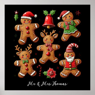 Affiche Délicieux Doodle de pain d'épices Cookies Festive