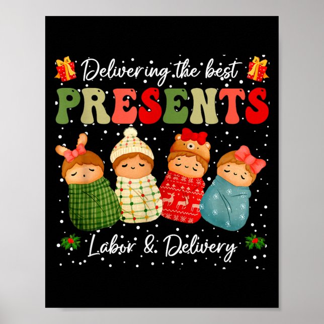 Affiche Delivering The Baby Labor Delivery Nurse Christmas (Devant)