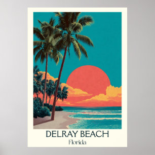 Affiche Delray Beach Floride Vintage Sunset Travel Art