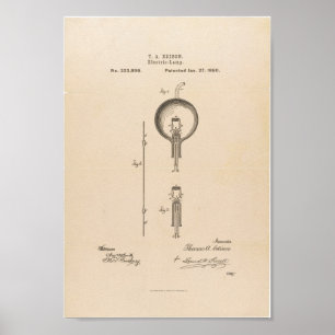 Affiche Demande de brevet de l'ampoule de Thomas Edison