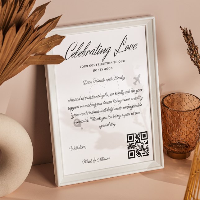 Affiche Demande de fonds de voyage Code Qr Fonds de lune d (Travel Fund Request Qr Code Honeymoon Fund Poster)