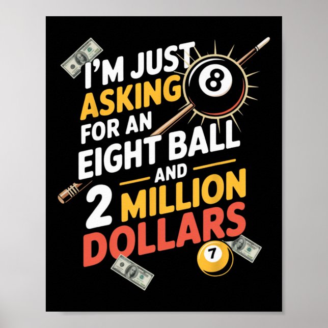 Affiche Demander Huit Ball Jeu De Sport Joueur Billard (Devant)