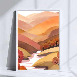 Affiche Demeure d'automne Paysage aquarelle de feuillage