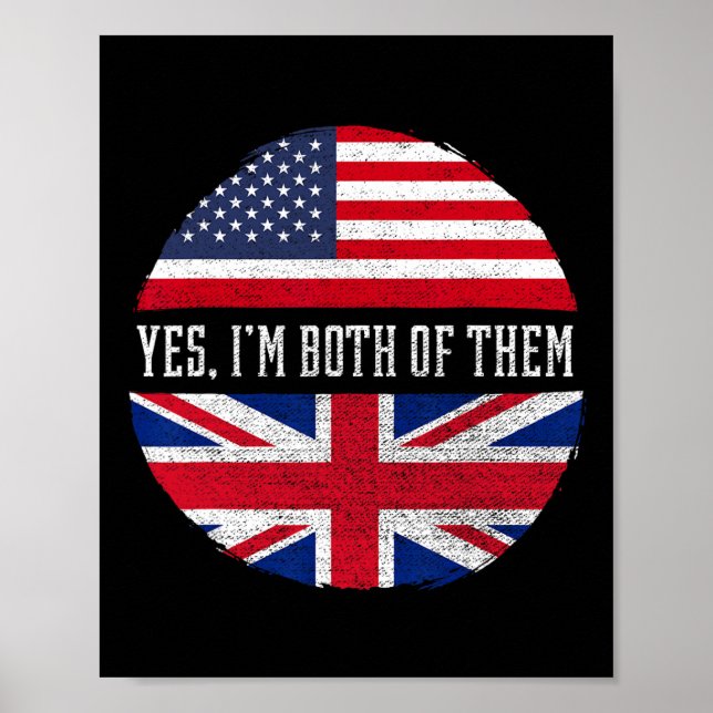 Affiche Demi-américain Demi-britannique Drapeau États-Unis (Devant)