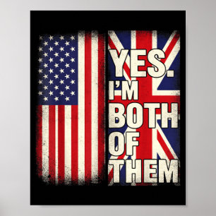 Affiche Demi-américain demi-britannique drapeau États-Unis
