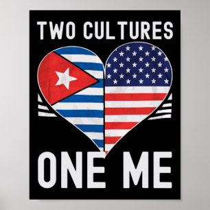 Affiche Demi Cubain Demi Américain Drapeau États-Unis Cuba