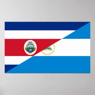 Affiche demi de symbole de drapeau du Costa Rica Nicaragua