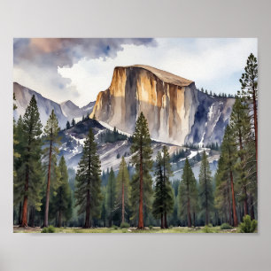 Affiche Demi-Dôme Yosemite Parc National Aquarelle