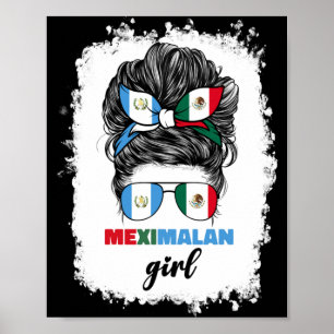 Affiche Demi Mexicain Et Guatémaltèque Drapeau Mexique Gua