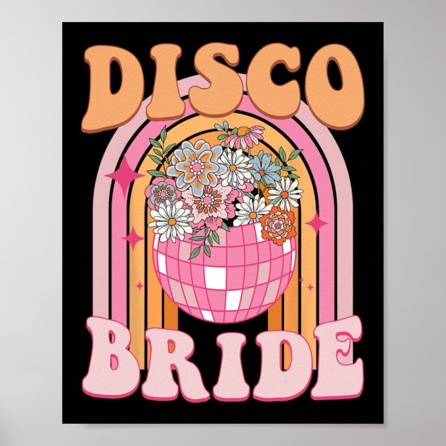 Affiche Demoiselle d'honneur de la mariée Disco Rétro Arc- (Devant)