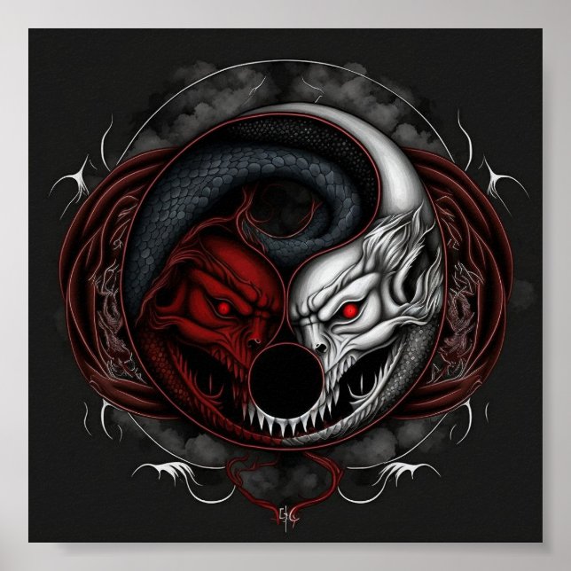 Affiche Demon Wolf Yin Yang Graphic (Devant)