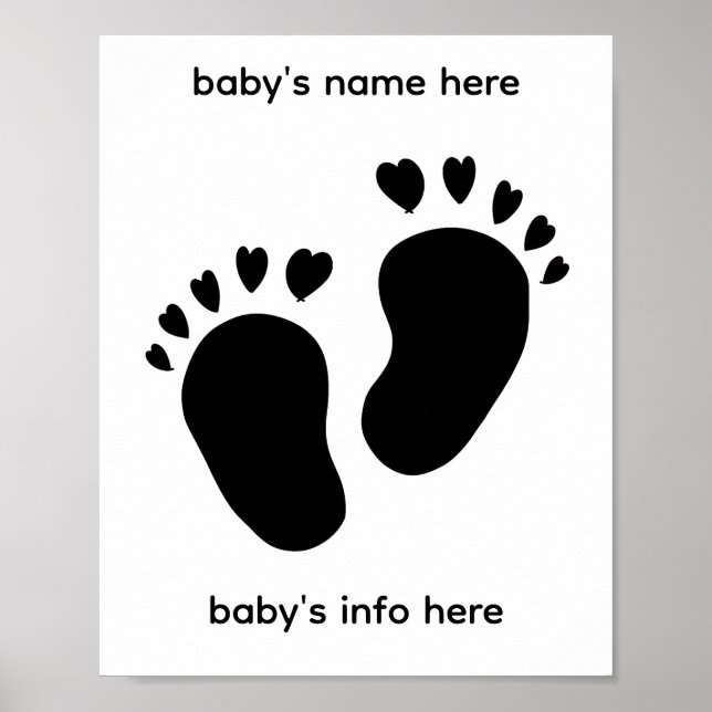 affiche d'empreinte de pieds de bébé avec des orte (Devant)