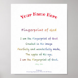 Affiche d'empreinte digitale personnalisée de Dieu