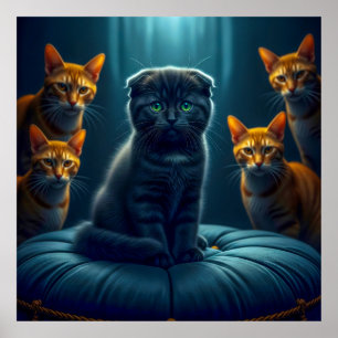 Affiche Démythe : Les chats noirs apportent bonne chance !