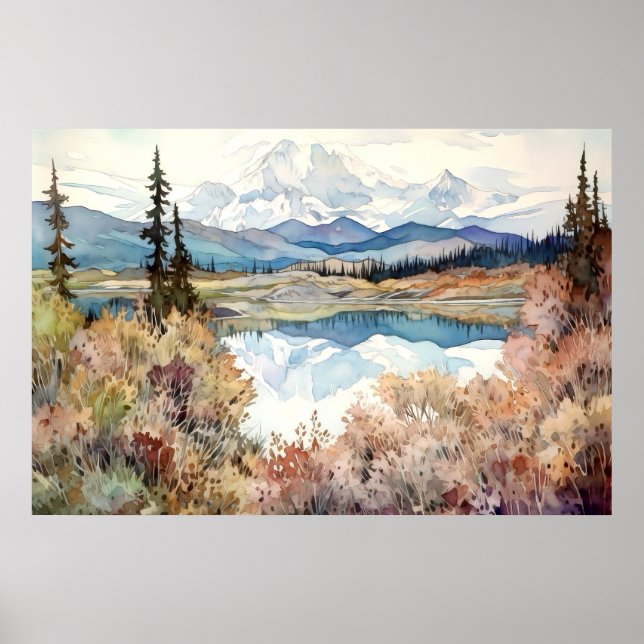 Affiche Denali National Park Watercolor (Devant)