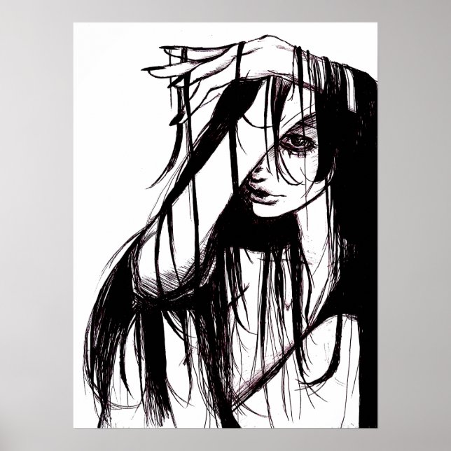 Affiche d'encre gothique Illustration sombre Art d (Devant)