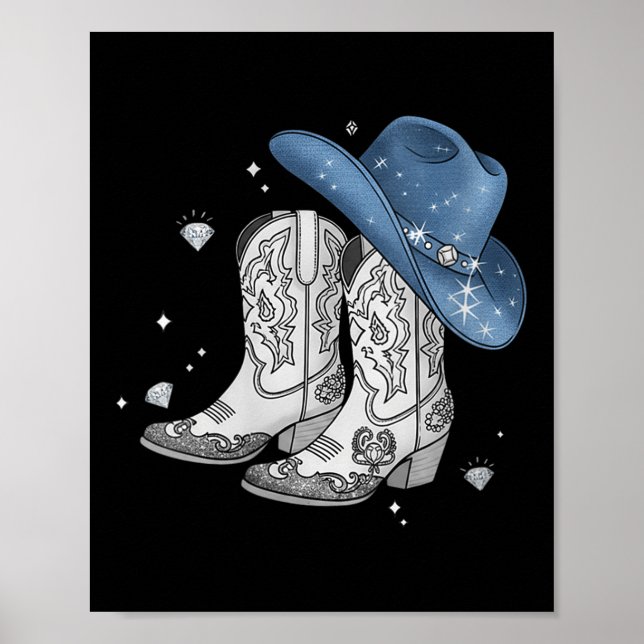 Affiche Dénim &amp; Diamants Black Tee Western Cowg (Devant)