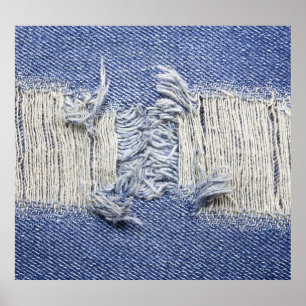Affiche Dénim bleu déchiré : texture de jeans.