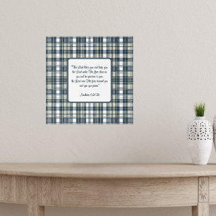 Affiche Denim Blue Sage Vert Blanc Plaid Blessing
