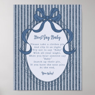 Affiche Denim Coquette Bow Blue Jean Ne dites pas au bébé