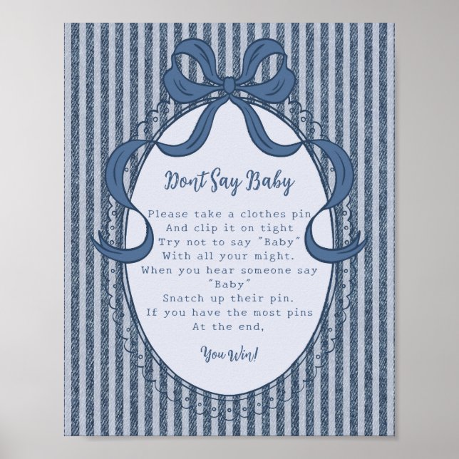 Affiche Denim Coquette Bow Blue Jean Ne dites pas au bébé  (Devant)