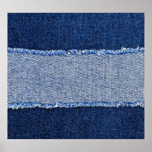 Affiche Dénim déchiré : tissu de jean bleu.