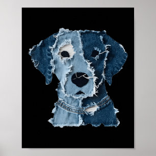 Affiche Denim drôle rétro patch animal Chien
