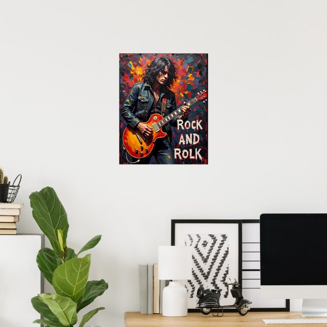 Affiche Denim et guitare (Bureau à domicile)