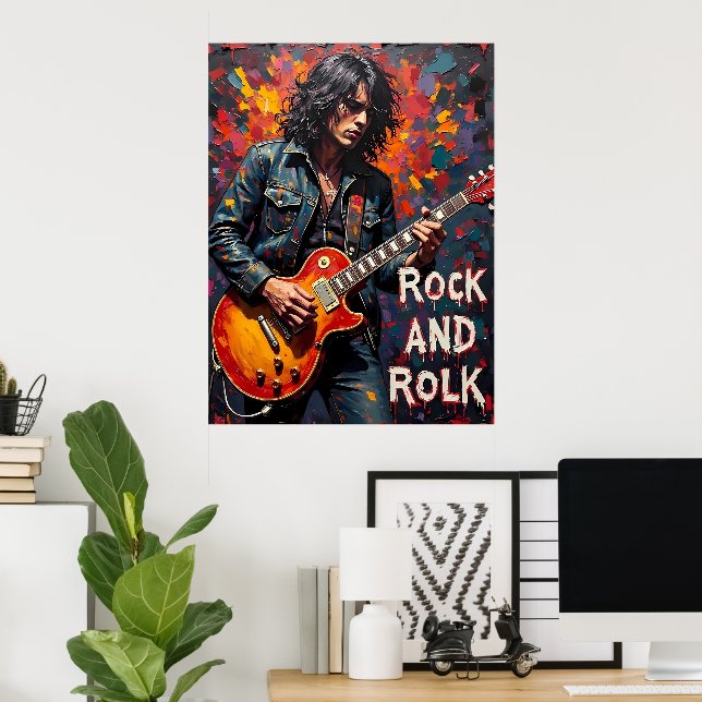 Affiche Denim et Guitare (Bureau à domicile)